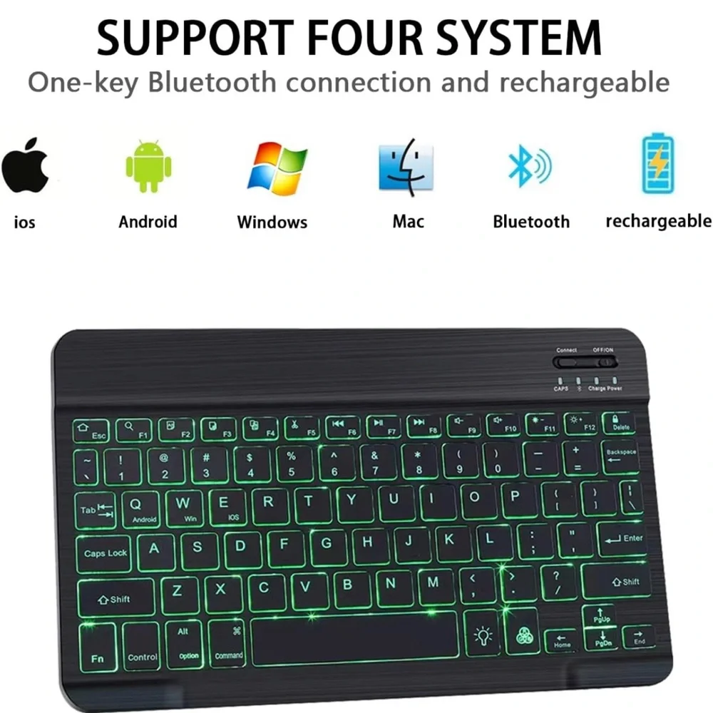 Slim Backlit Bluetooth Keyboard, Portable Mini Wireless Keyboard (10 inch)